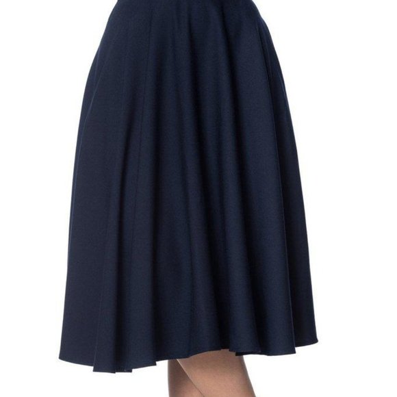 Banned Retro Dresses & Skirts - NWT Medium DiDi Navy Blue Retro Rockabilly Vintage Swing Pocket Skirt Modcloth